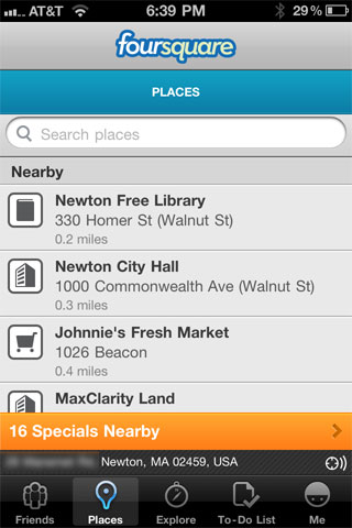 FourSquare Places UI Screen